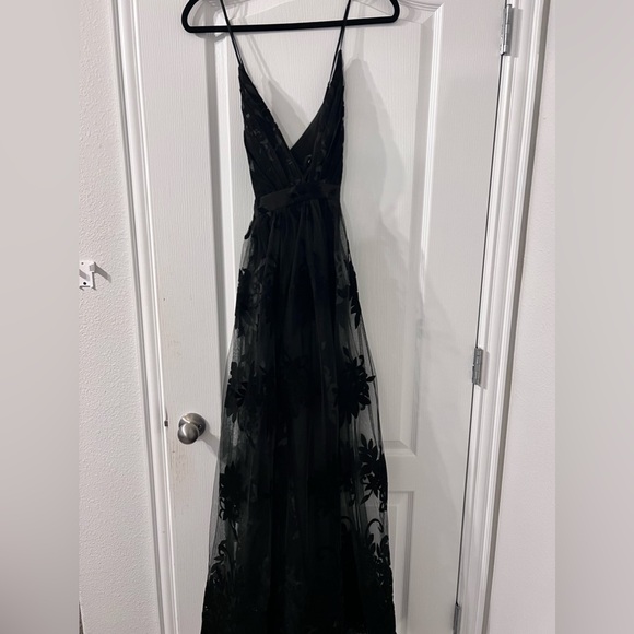 Maxi prom lace net black dress - Picture 1 of 4